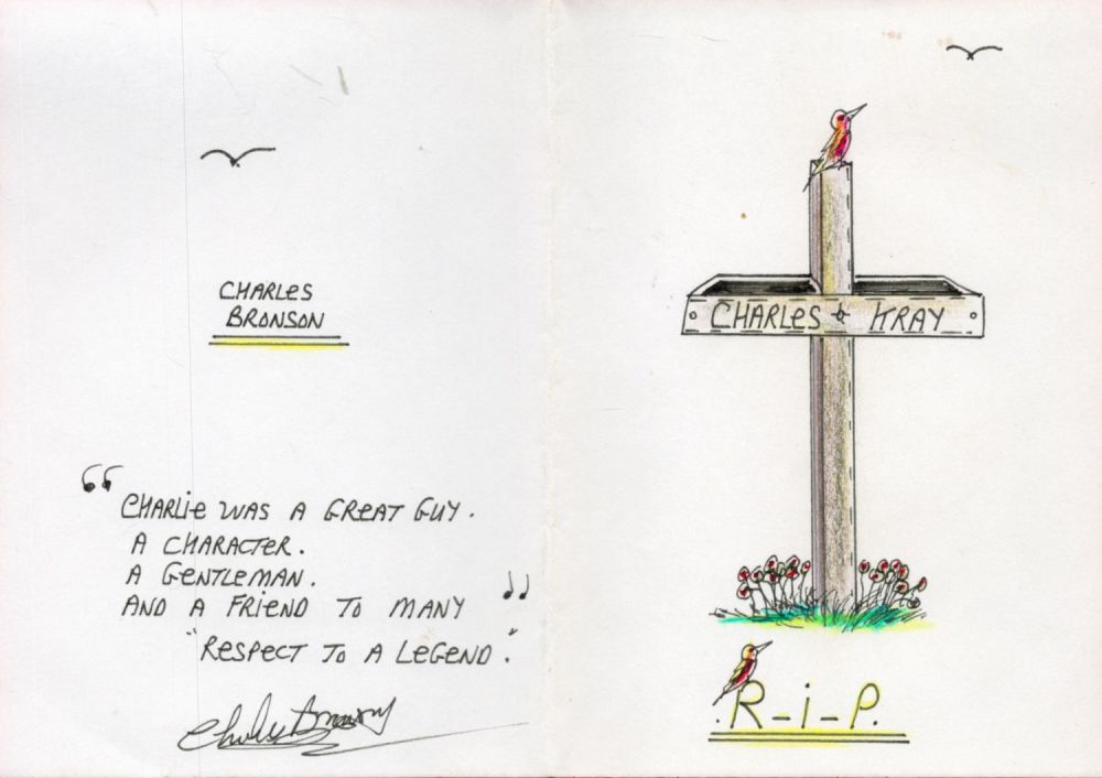 Lot 129: Charles Bronson Signed Homemade Condolences Card For a...