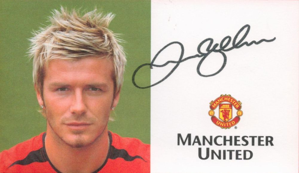 Lot 132: David Beckham Signed Man Utd Photographed Signature Card....