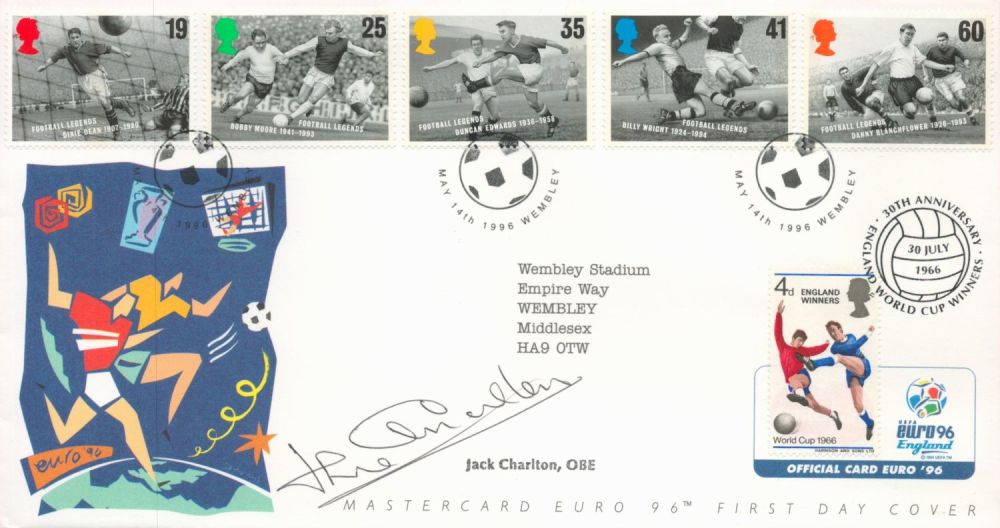 Lot 175: Football Jack Charlton signed Euro 96 Mastercard commemorative...