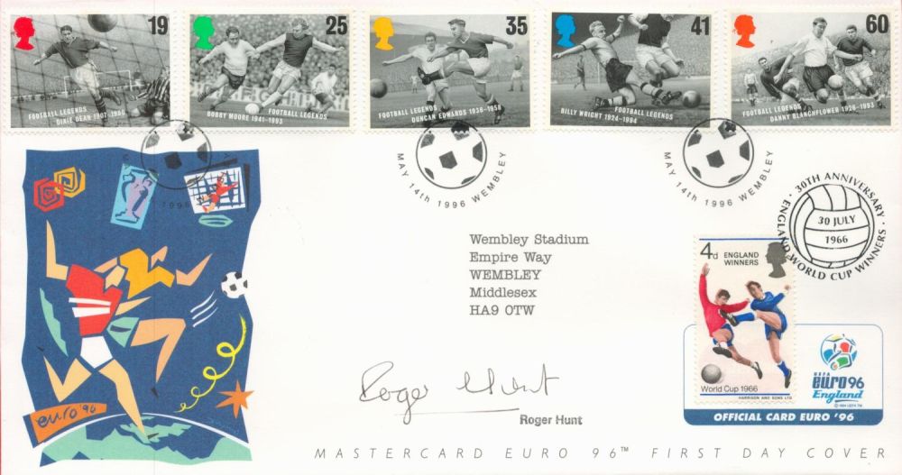 Lot 176: Football Roger Hunt signed Euro 96 Mastercard commemorative...