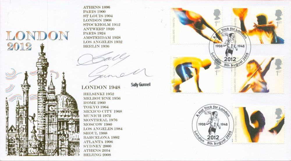 Lot 195: Olympics Sally Gunnell signed London 2012 commemorative FDC...