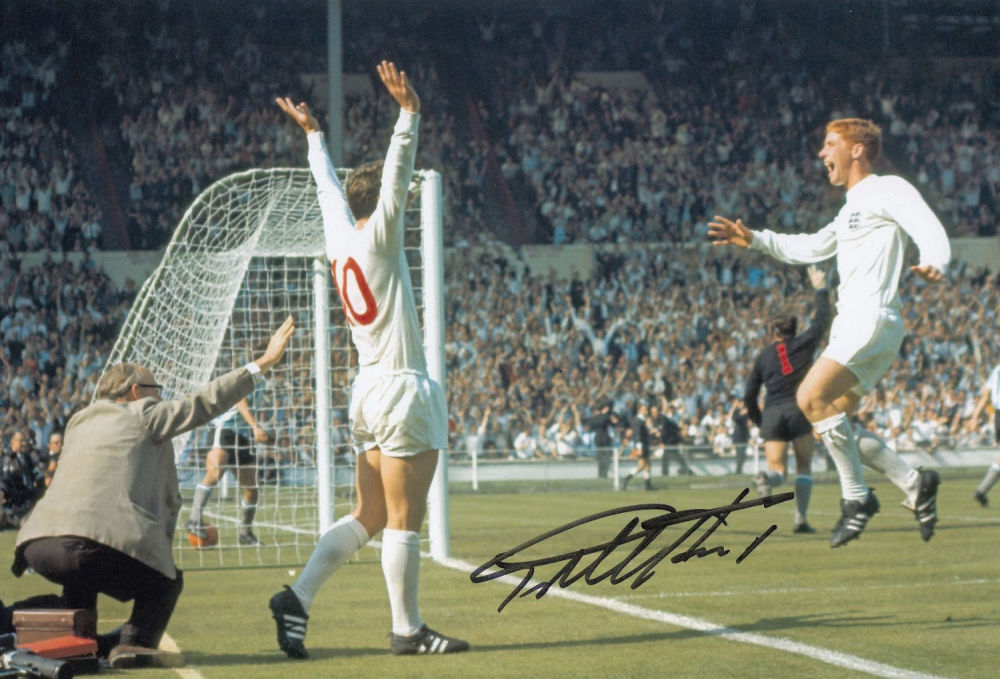 Lot 262: Autographed Geoff Hurst 12 X 8 Photo colour,...