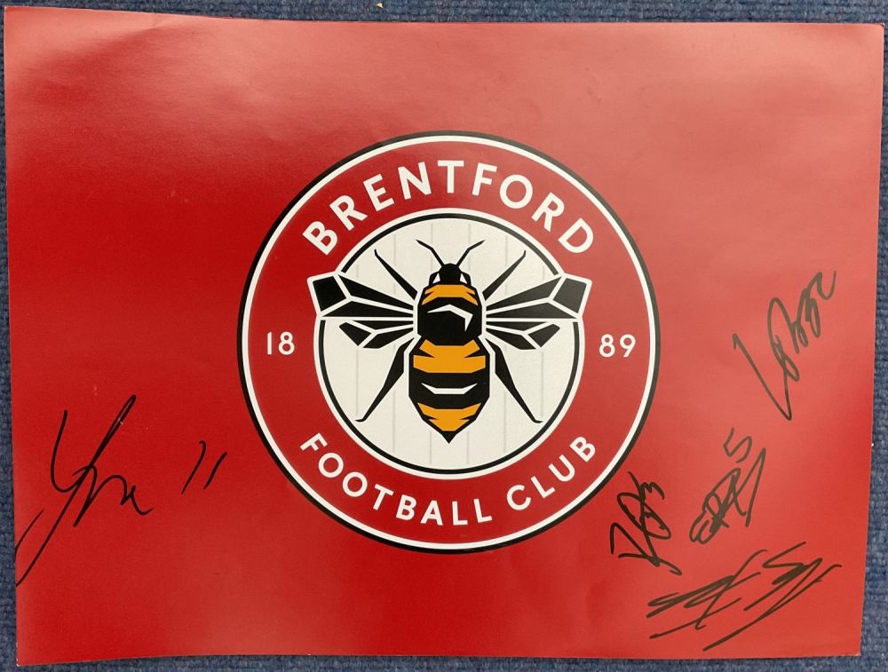 Lot 345: Football Brentford FC 5 Players Signed 16x12 Colour...