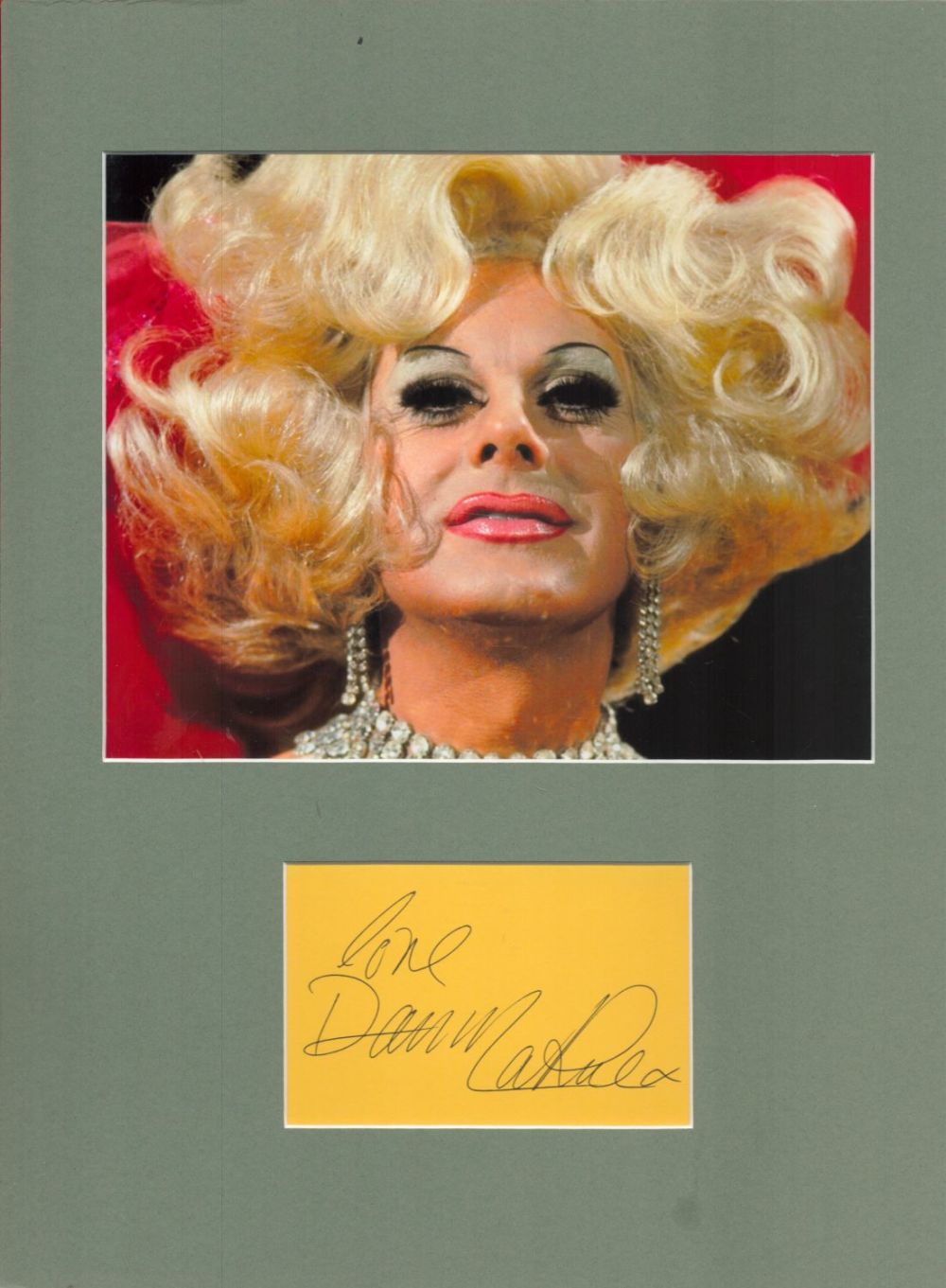 Lot 346: DANNY LA RUE Signed Signature Piece with Colour...