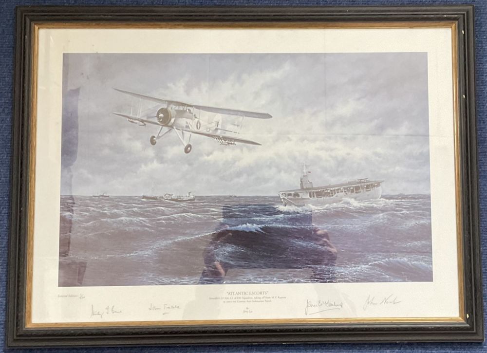 Lot 410: 4 WWII Swordfish crew Signed Terry Lee Colour...