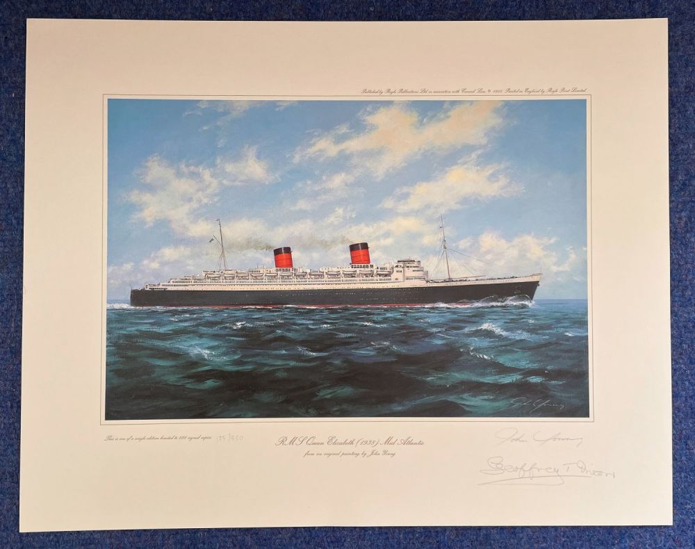 Lot 425: John Young signed print titled R.M.J Queen Mary...