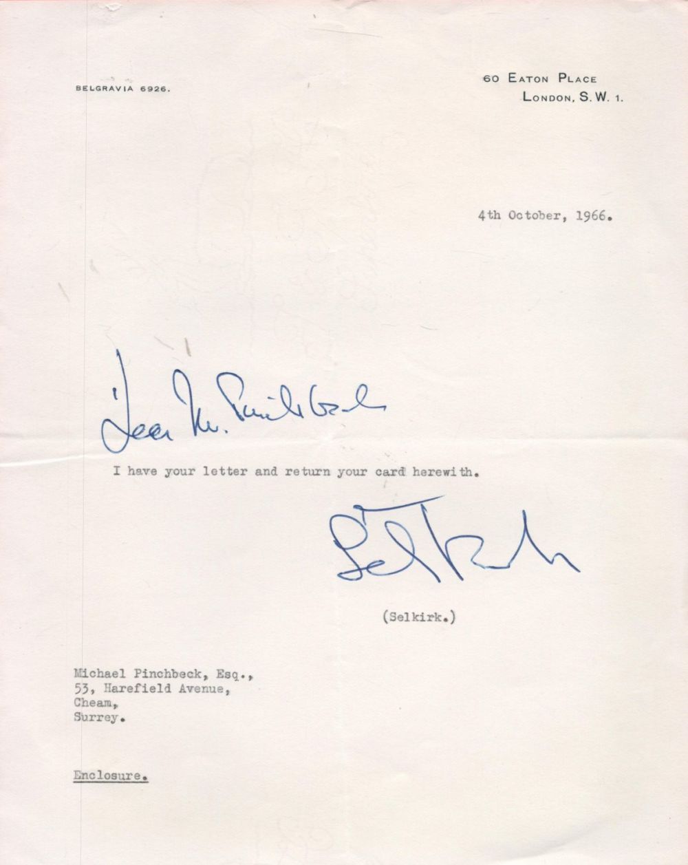 Lot 476: George Douglas-Hamilton, Earl Of Selkirk X Signed TLS...