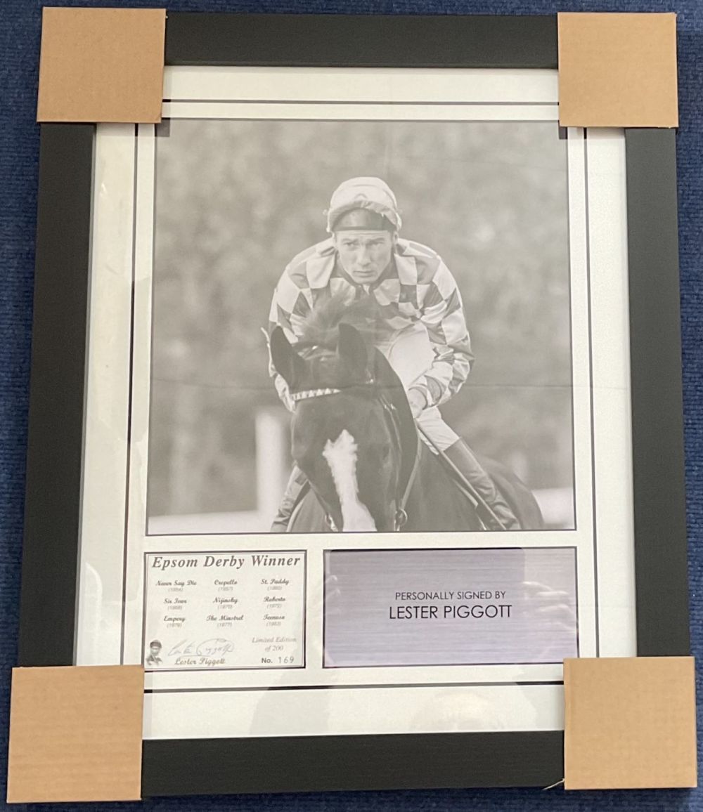 Lot 539: Lester Piggott Signed Epsom Derby Winners Card With...