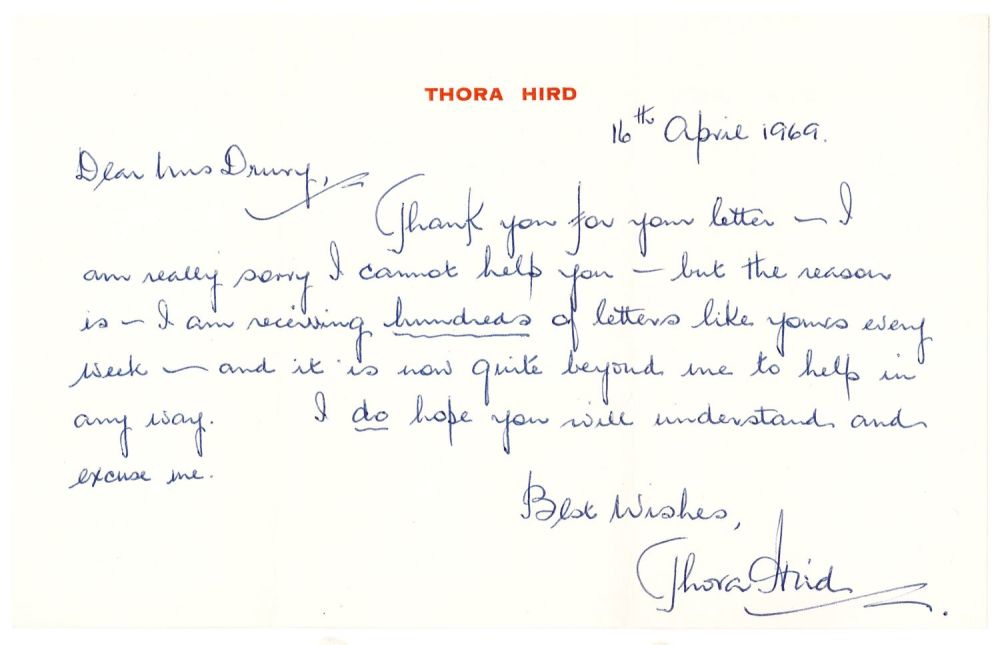 Lot 554: Dame Thora Hird DBE ALS Signed Dated 16th...