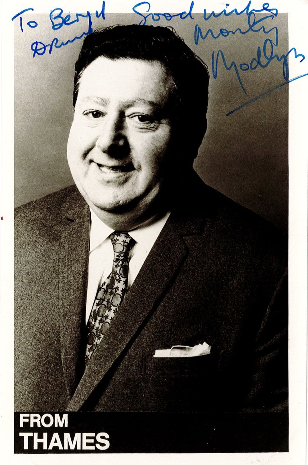 Lot 566: radio and TV presenter Monty Medlyn Signed 5x3...