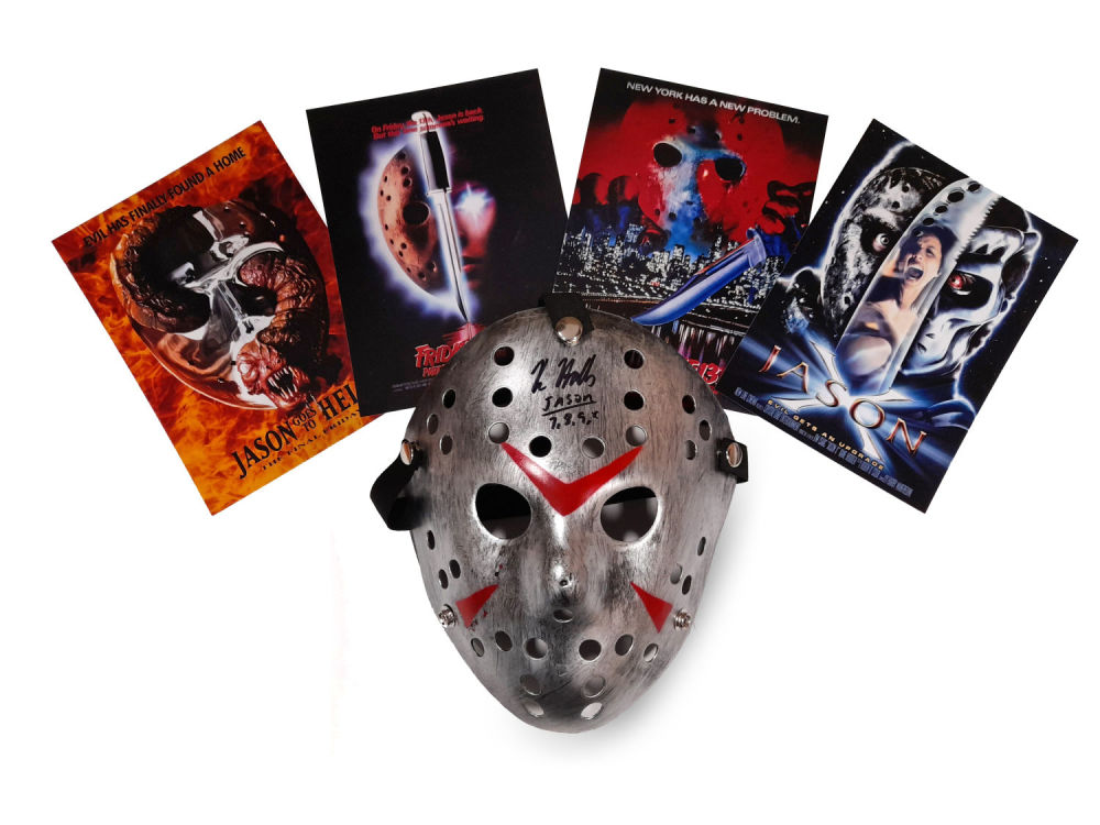Lot 600: Kane Hodder Friday 13th hand-signed Jason Voorhees mask....