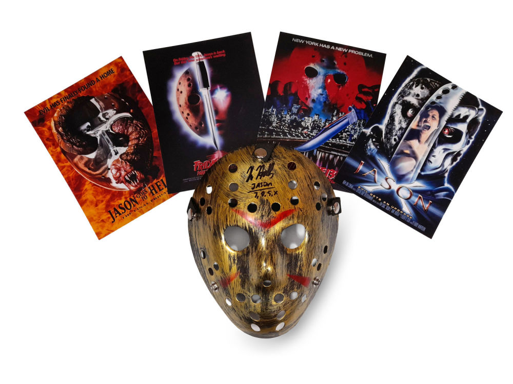 Lot 670: Kane Hodder Friday 13th hand-signed Jason Voorhees mask....