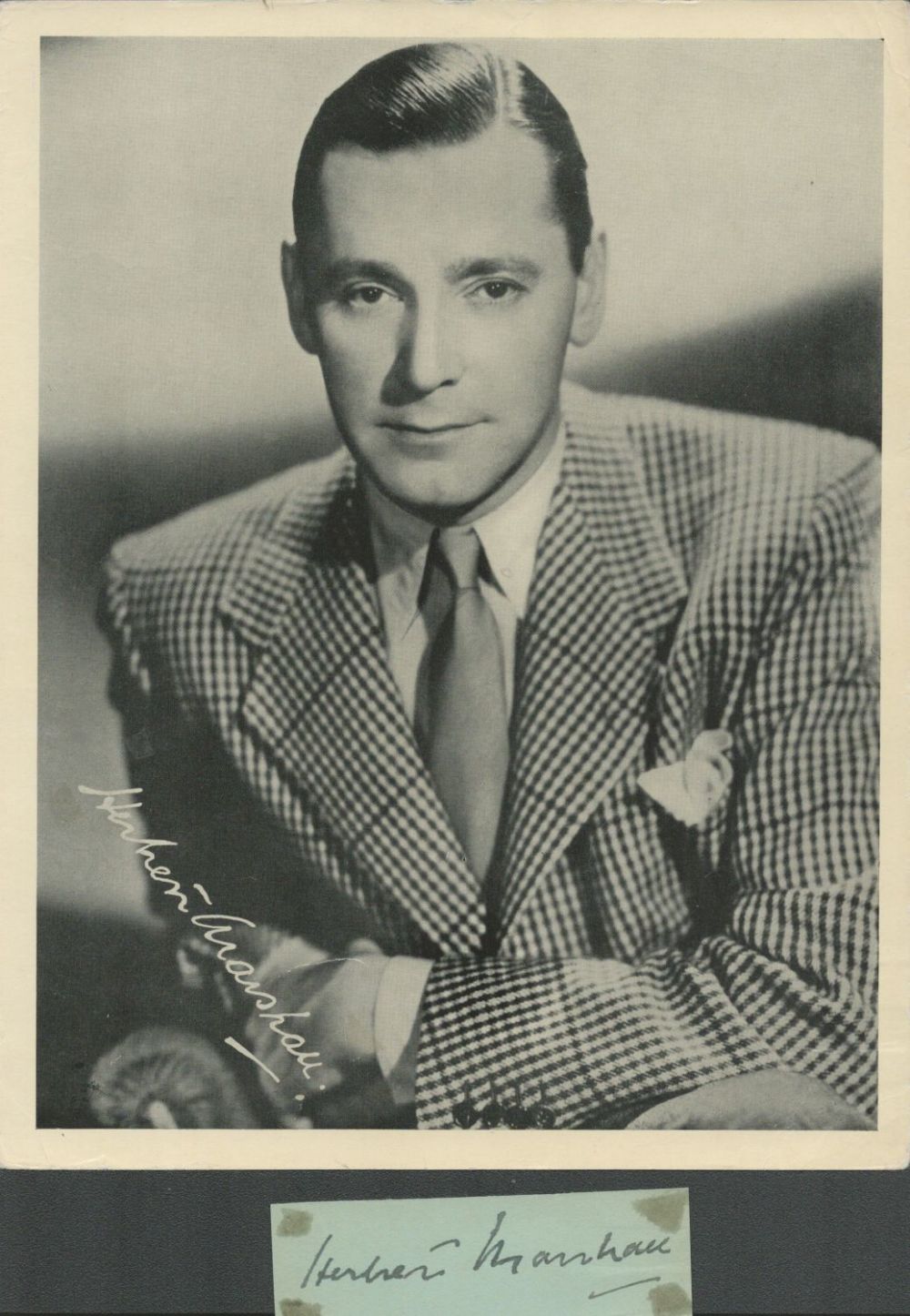 Lot 698: Herbert Marshall vintage signature piece featuring a signed...