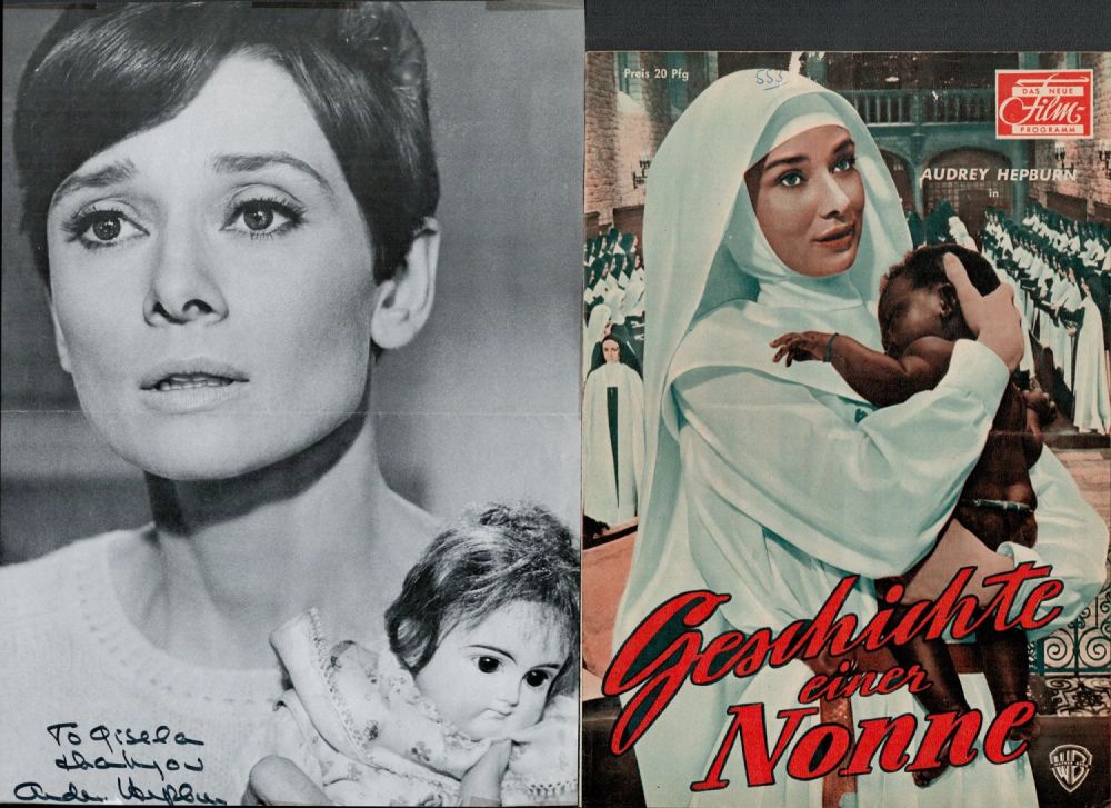 Lot 722: TV Film Audrey Hepburn signed 12x8 black and...