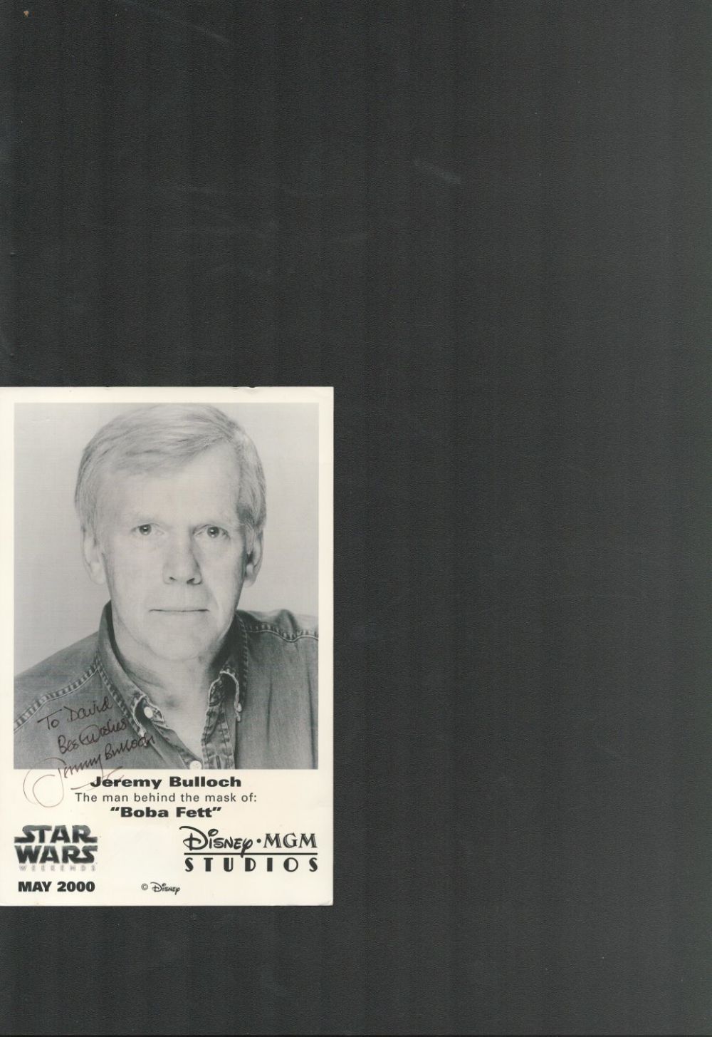 Lot 29: Wars Actor, Jeremy Bulloch signed 7x5 promo photo,...