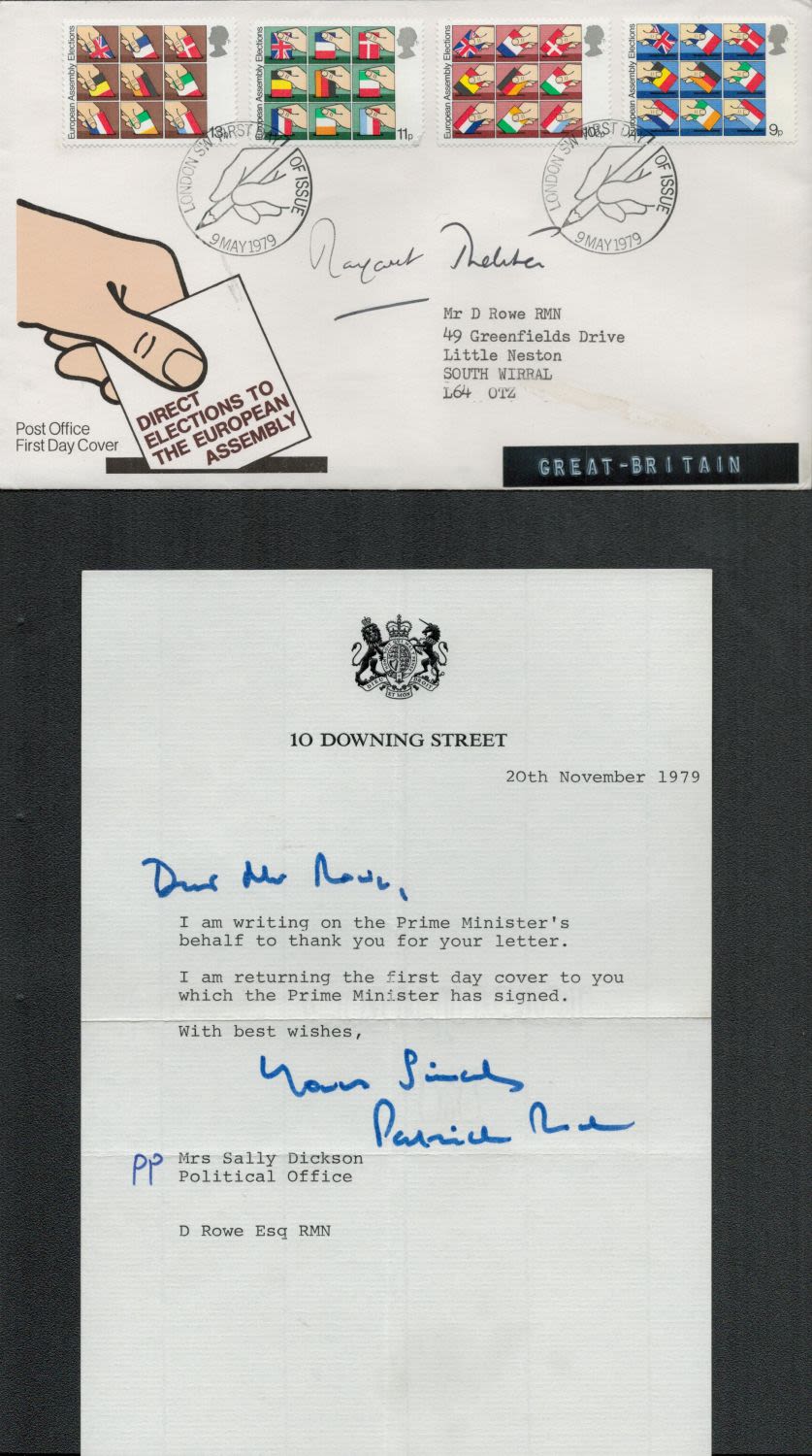 Lot 104: Politician, Margaret Thatcher signed commemorative FDC for Direct...