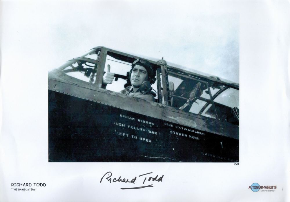 Lot 180: Richard Todd signed 16x12 black and white The...
