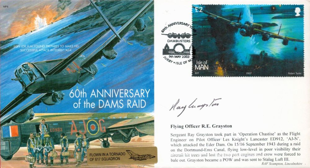 Lot 185: WWII, Warrant Officer R.E Grayston signed Dams Raid...