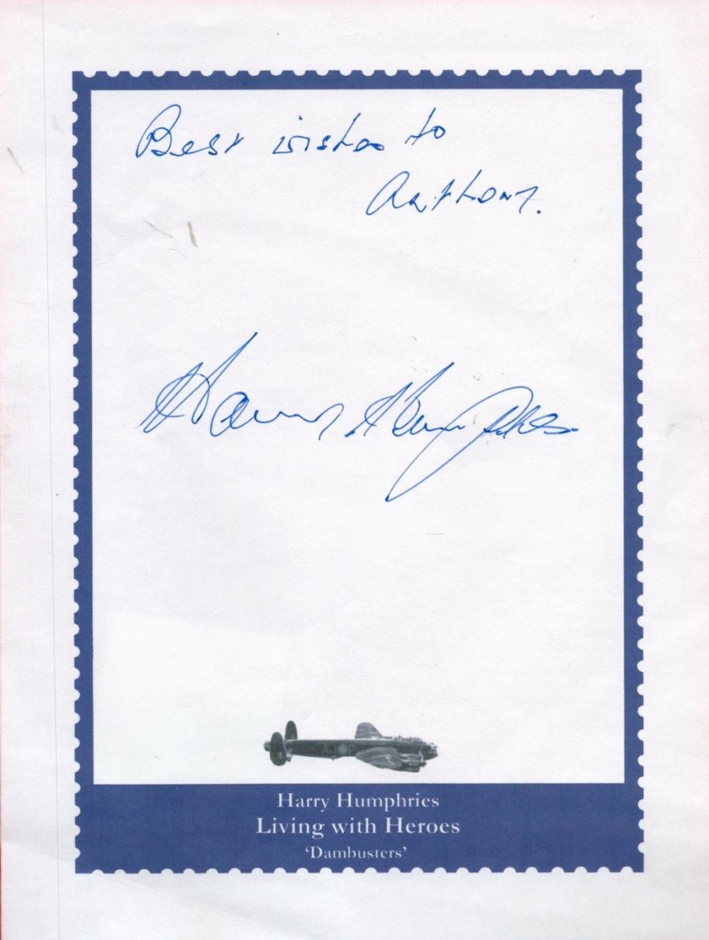 Lot 186: WWII, Flt Lt Harry Humphries signed Dambusters Bookplate...