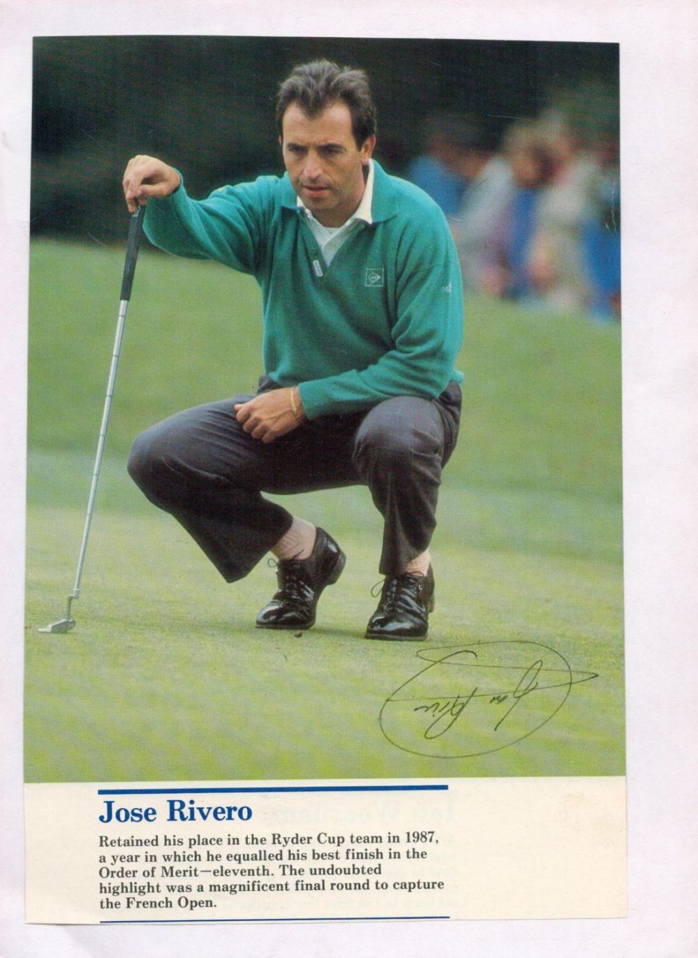 Lot 211: Golf, José Rivero signed colour magazine photo affixed...