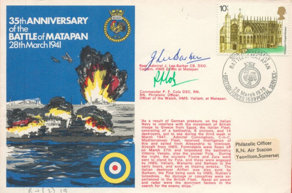 Lot 244: WW2 Rear Admiral J Lee-Barber Multi Signed 35th...