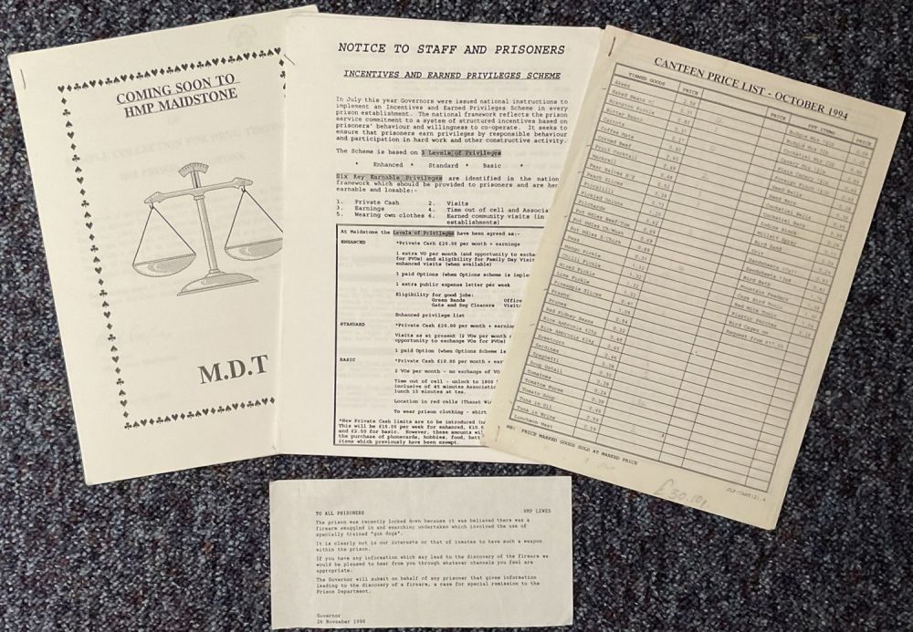 Lot 246: Reggie Kray Collection of Prison Notices Given to...