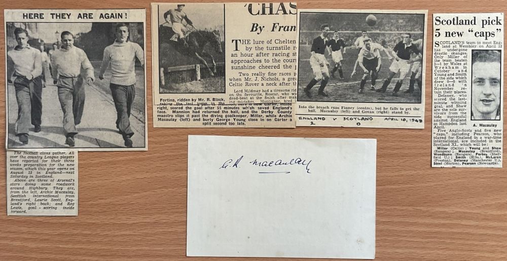 Lot 255: Scottish 50's Footballer Alexander MacAulay Signed autograph Page....