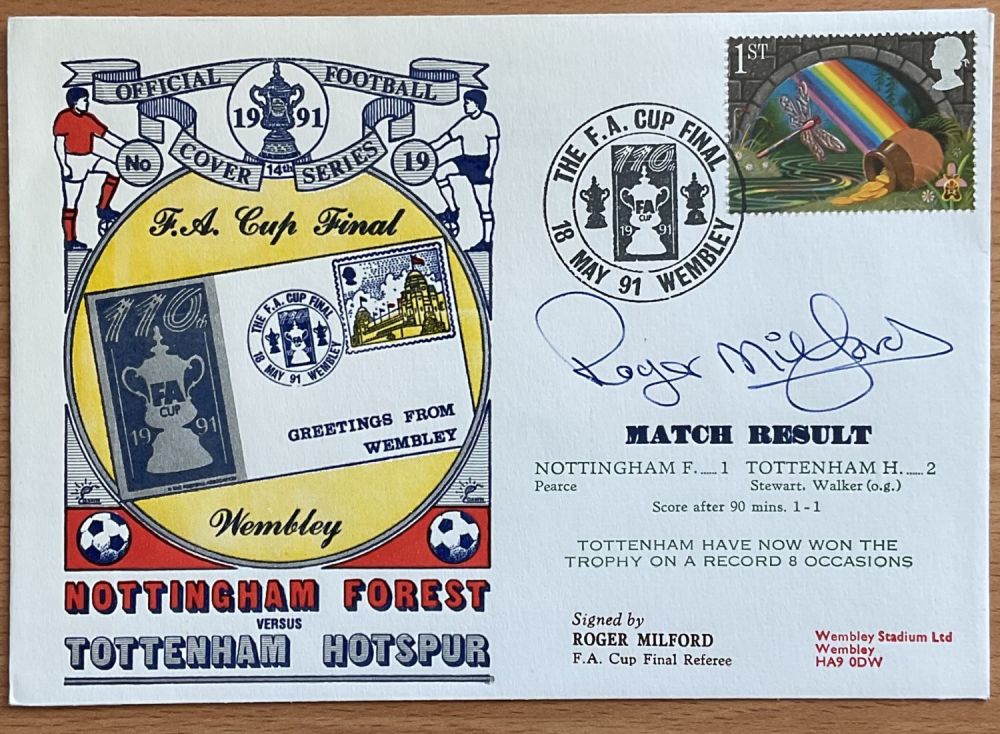 Lot 275: 1991 FA Cup Final Referee Roger Milford Signed...