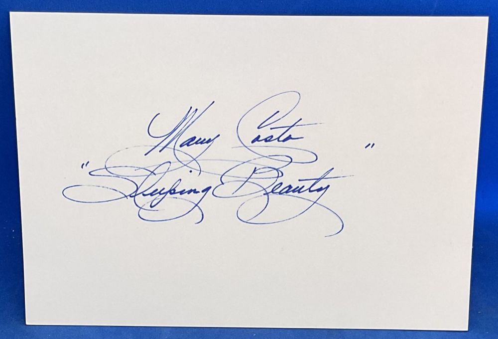 Lot 294: Mary Costa (Sleeping Beauty) signed 6x4 inch Pink...