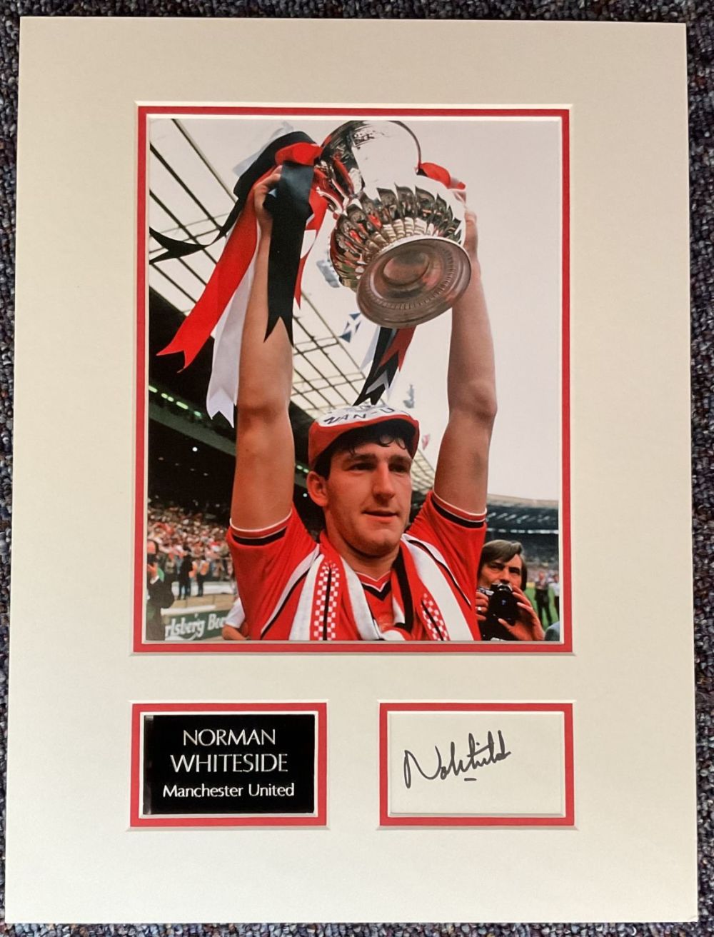 Lot 300: Football Norman Whiteside Signed Signature White Piece With...