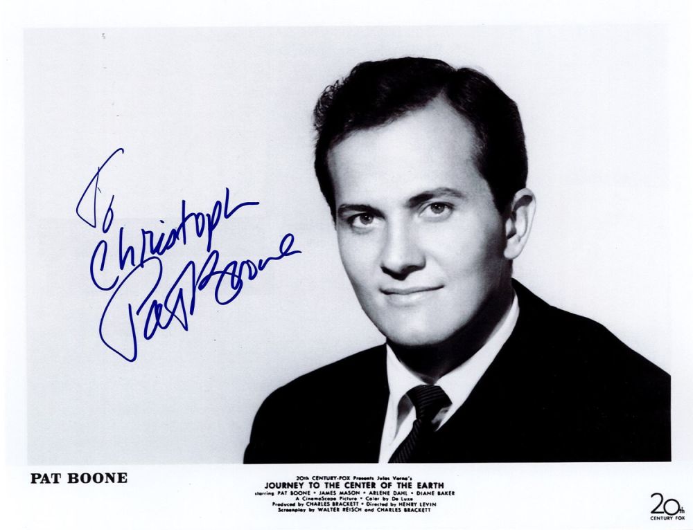 Lot 449: Music Pat Boone Signed 10x8 inch Black and...