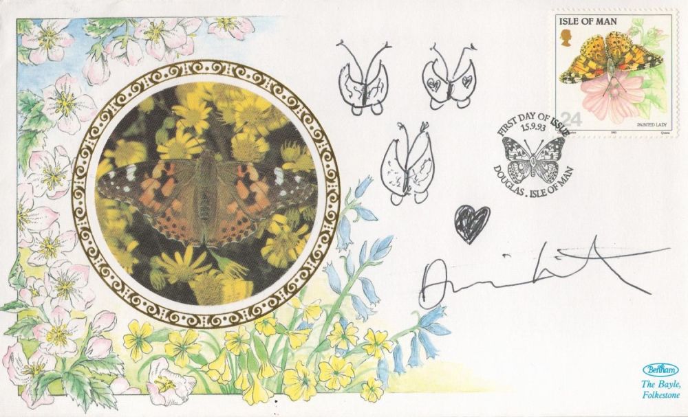 Lot 608: Damien Hirst, a signed Benham silk Butterflies FDC...