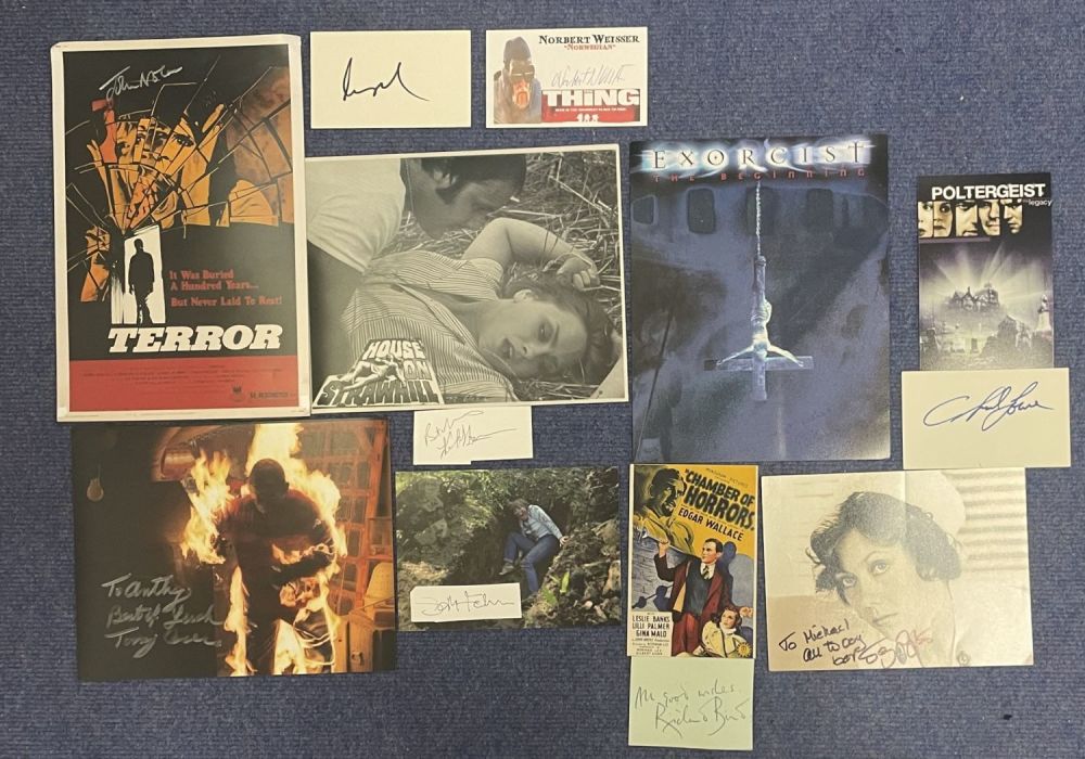 Lot 647: Horror Film collection of 15 items hand signed...