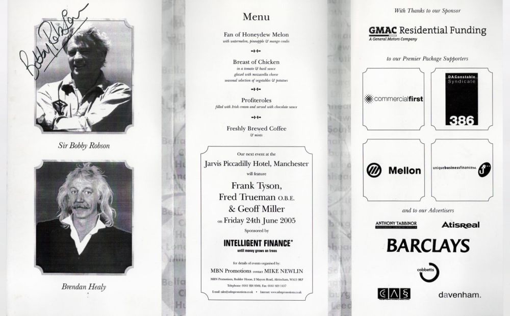 Lot 673: Football Dinner Menu 1985 Signed by England Manager...