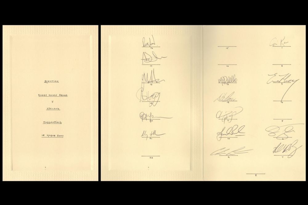 Lot 676: Rugby Union Scotland v Ireland 2007 signed by...