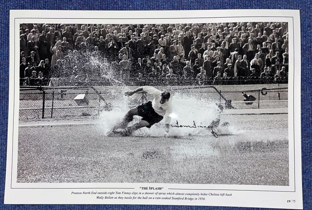 Lot 681: Football, Tom Finney signed 12x18 black and white...