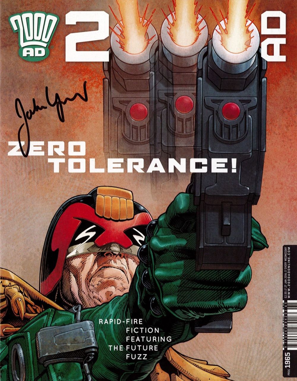 Lot 706: John Wagner signed Zero Tolerance comic book. Wagner...