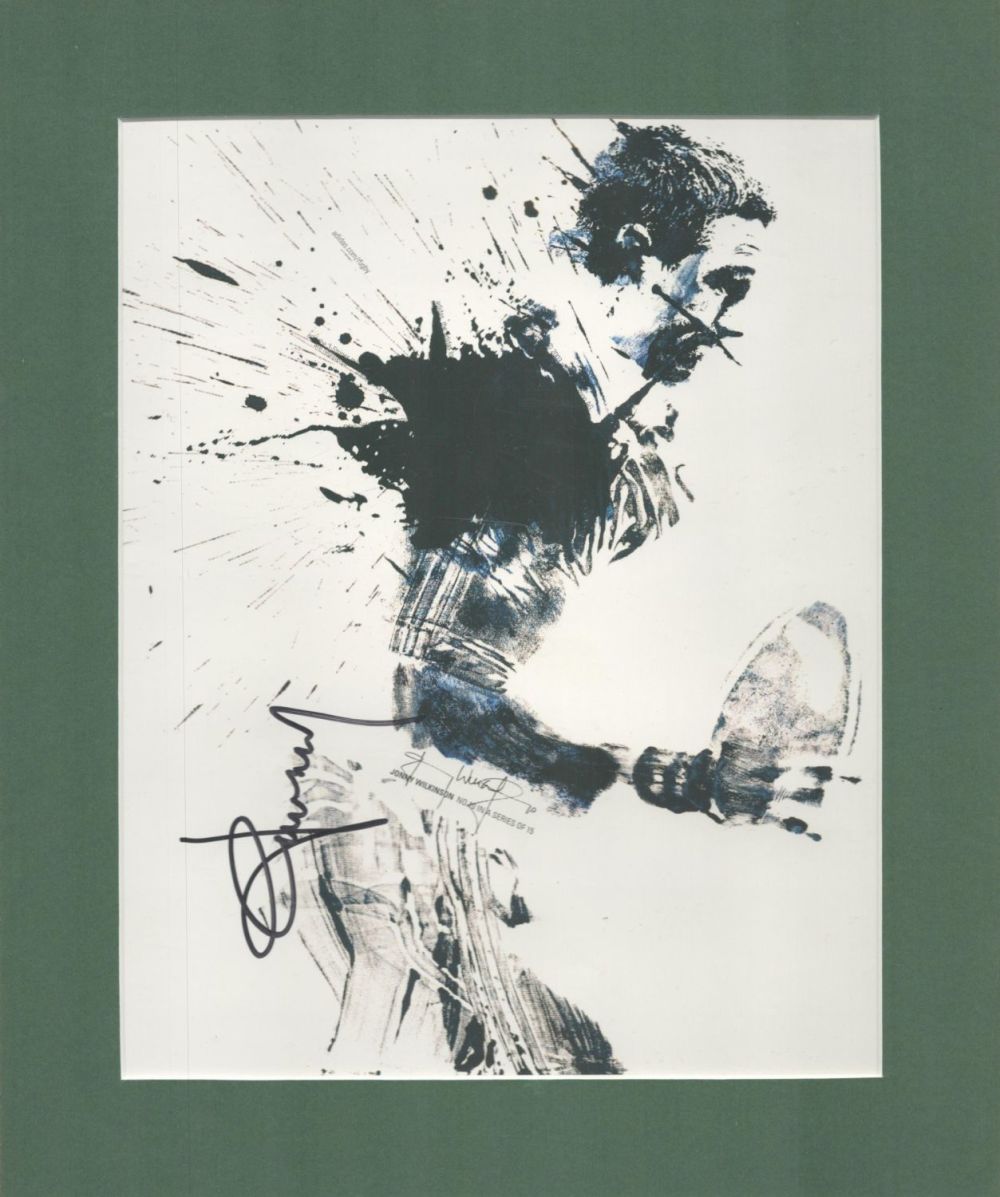 Lot 718: Rugby Johnny Wilkinson Signed 10x8 inch Graphic Black...