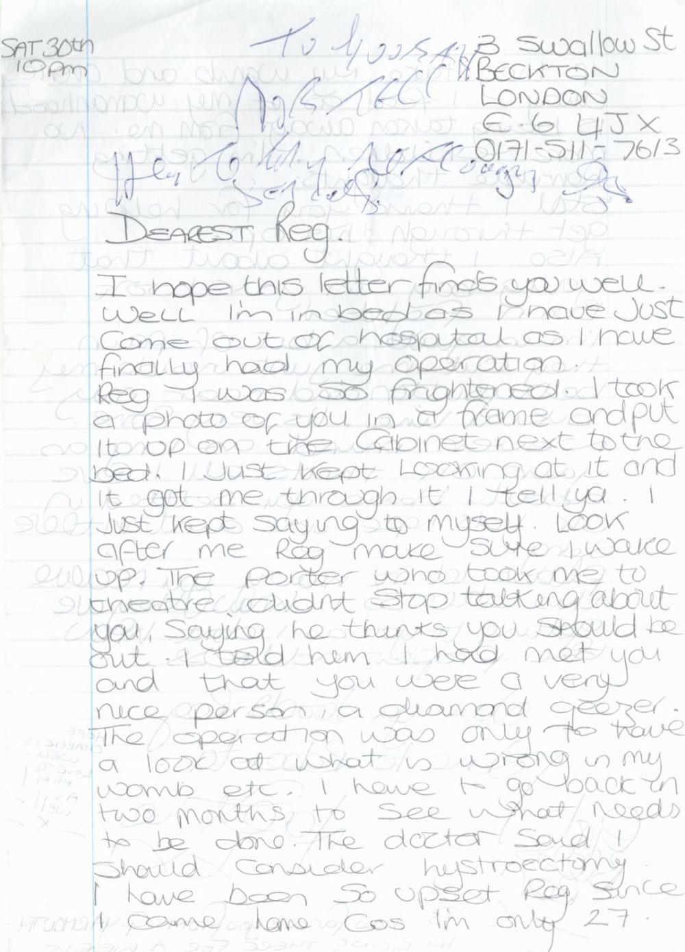 Lot 115: Historic Handwritten Letter to Reggie Kray From Jackie...