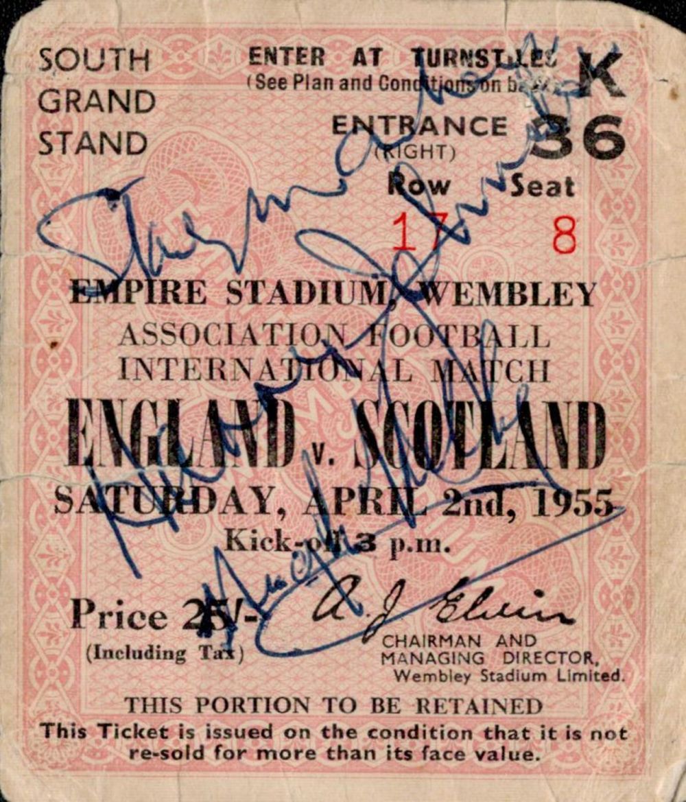 Lot 149: Sport Football vintage multi signed ticket stub England...