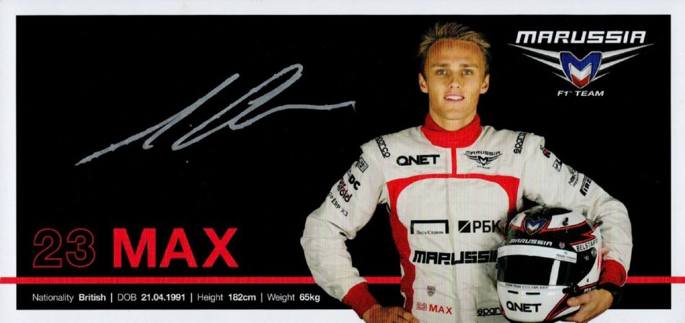 Lot 153: Sport Motor Racing Max Chilton signed 8x4 Marussia...