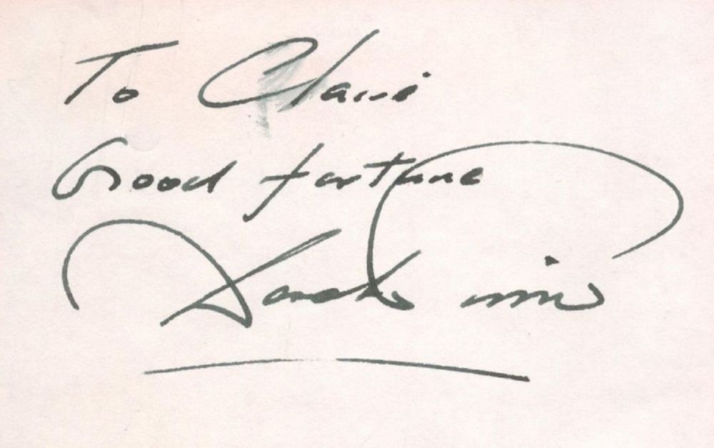 Lot 207: Actor, Derek Nimmo signed 3x4 white page, dedicated...