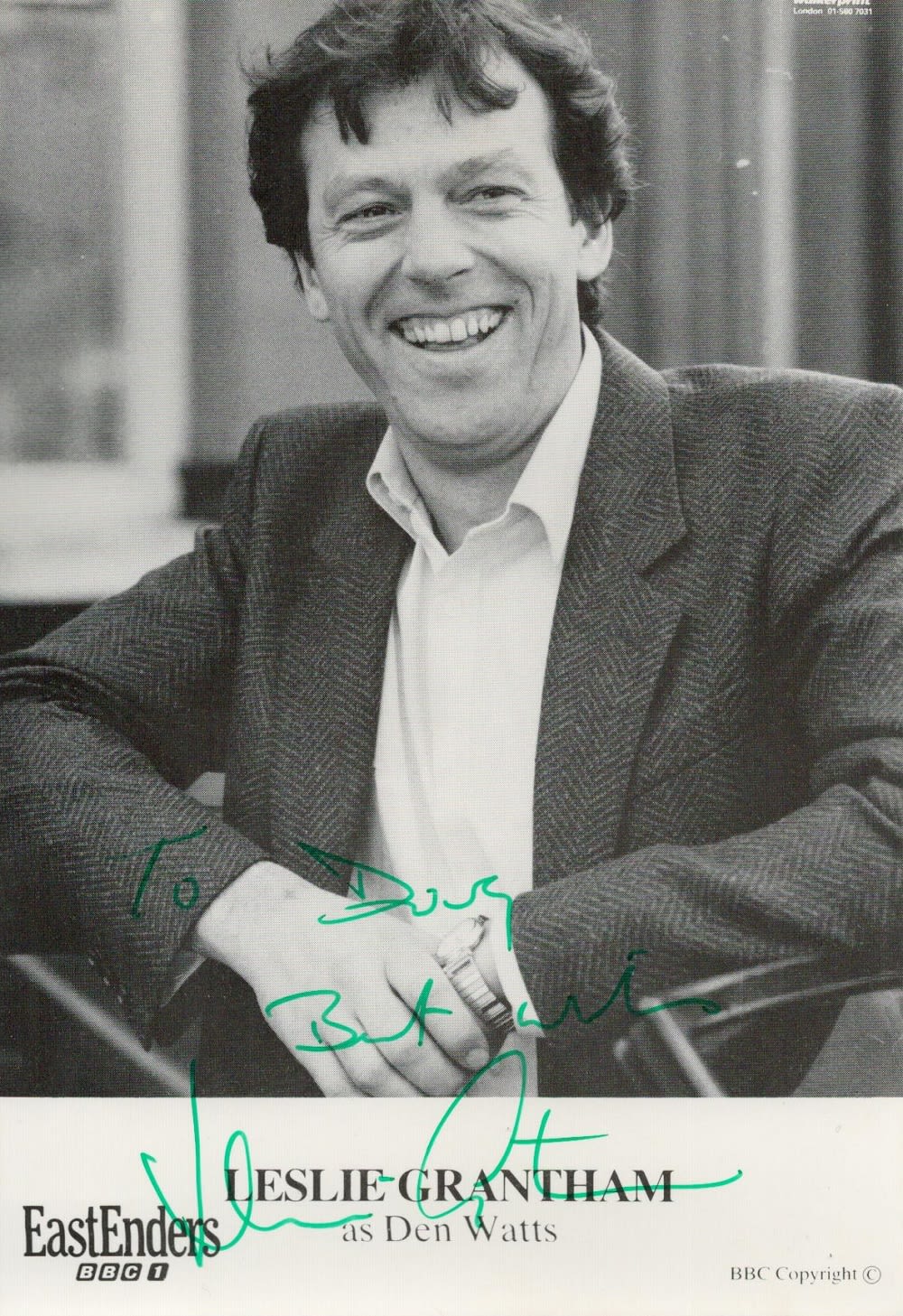 Lot 244: Leslie Grantham signed 6x4 black and white promo...