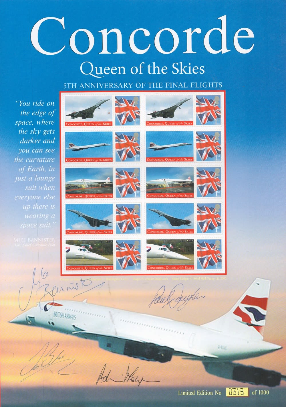 Lot 264: Concorde multi signed Queen Of The Skies stamp...