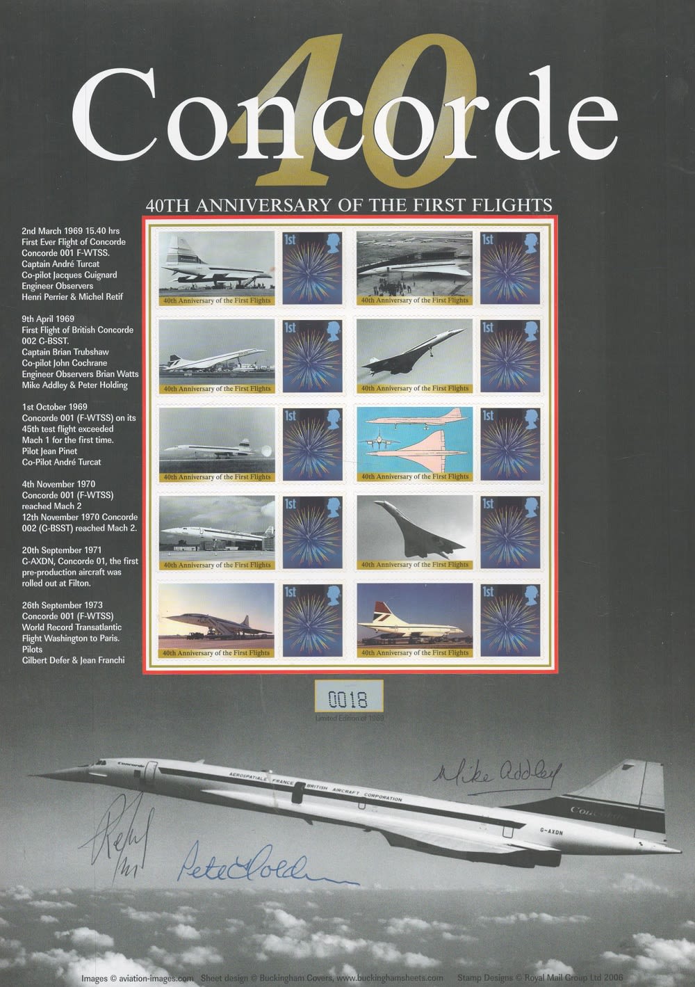 Lot 275: Concorde multi signed 40th anniversary stamp sheet number...