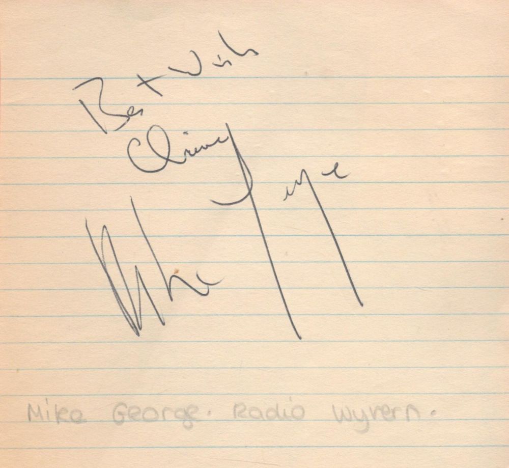 Lot 277: Radio Presenter, Mike George signed page in black...