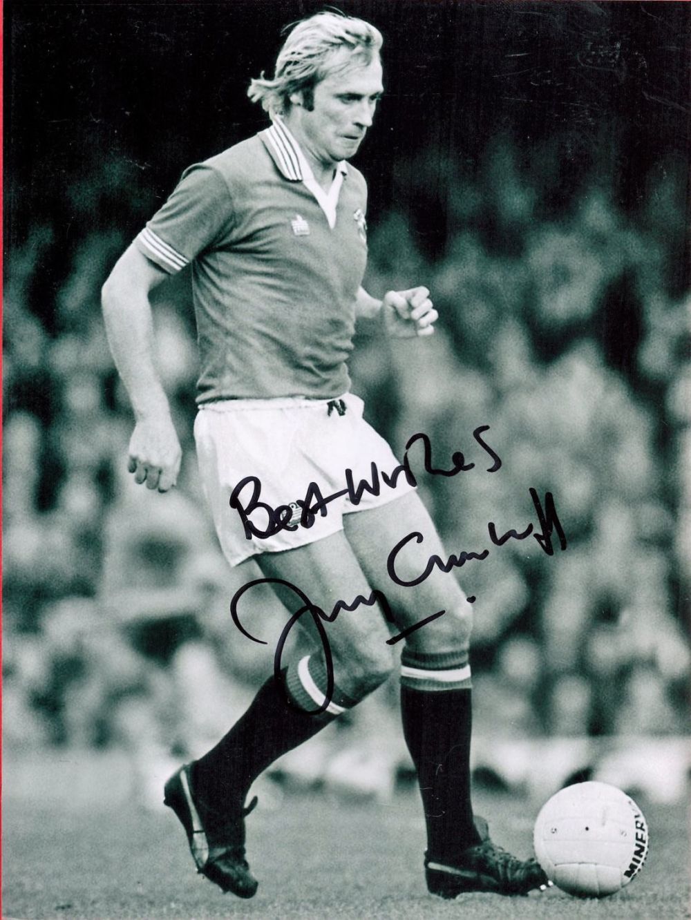 Lot 329: Jimmy Greenhoff signed 8X6 Manchester United black and...
