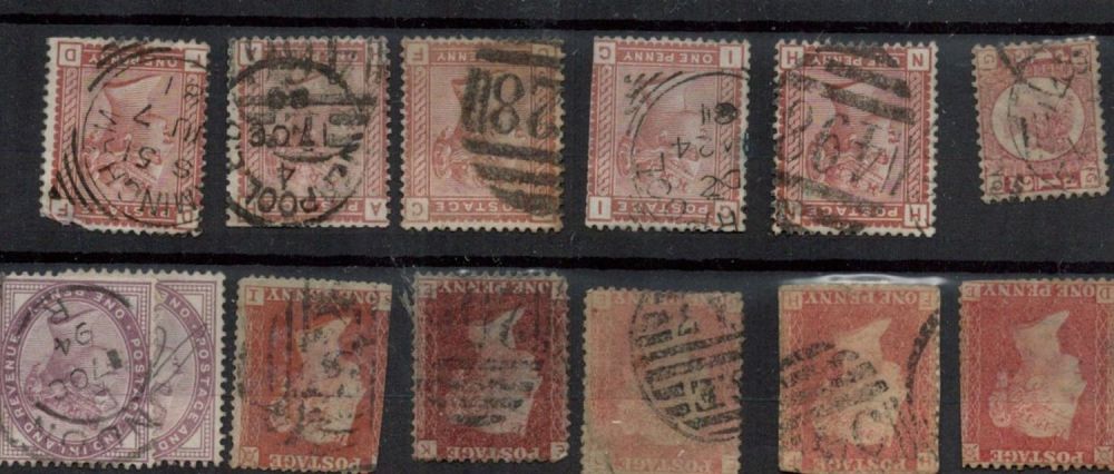 Lot 56: GB Selection of QV on Stockcard.13 stamps. CAT...