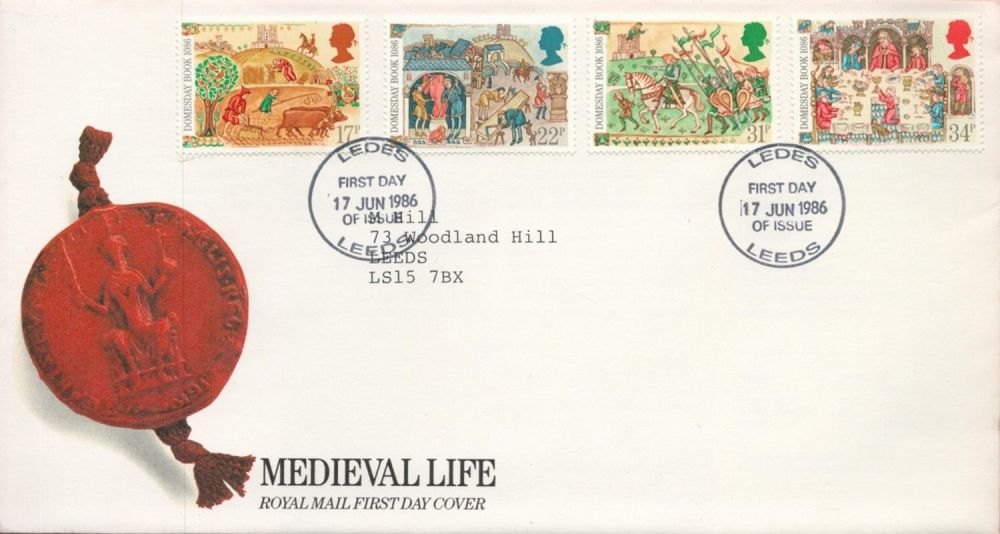 Lot 109: Medieval Life FDC with Stamps and FDI postmarks...