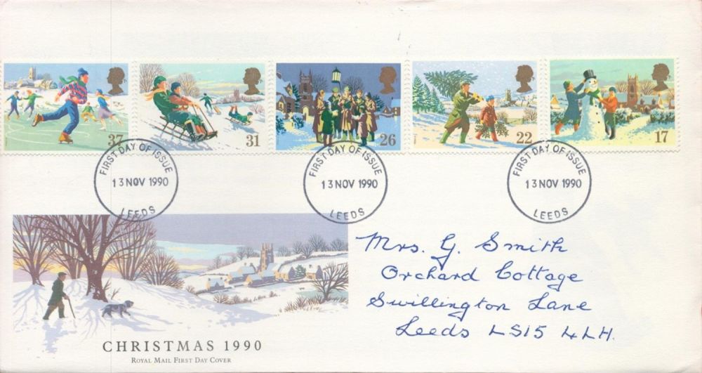 Lot 135: Christmas 1990 FDC with Stamps and FDI postmarks...